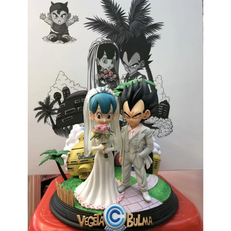 26cm Dragon Ball Z Wedding GK Statue - Vegeta & Bulma with Trunks Anime Figure Collectible Gift