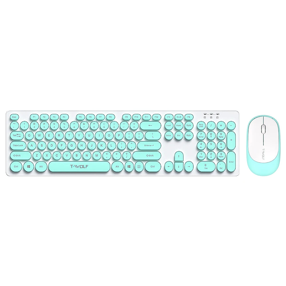 Office Mouse Keyboard Set 104 Punk Round Keys 2.4G Wireless Rechargeable Pink Computer Keyboard And Mouse Kit For Women