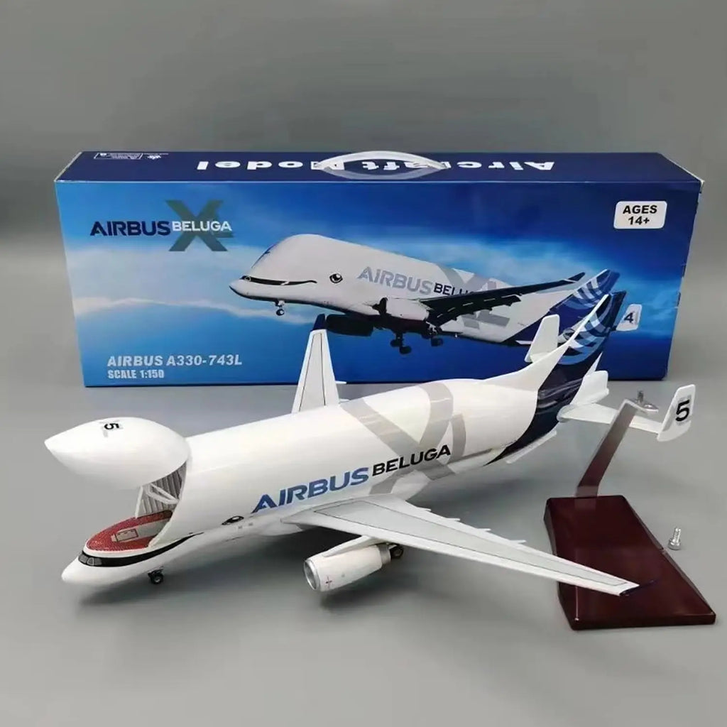 42cm Diecast Resin 20cm A330 Beluga Airlines Airplane 1:150 Scale Jet Airplane Openable Cargo Bay Aircraft Model Home Collection