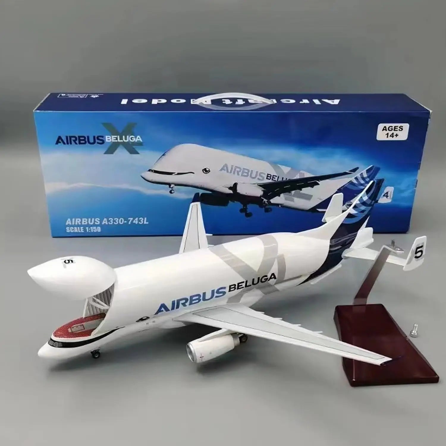 42cm Diecast Resin 20cm A330 Beluga Airlines Airplane 1:150 Scale Jet Airplane Openable Cargo Bay Aircraft Model Home Collection
