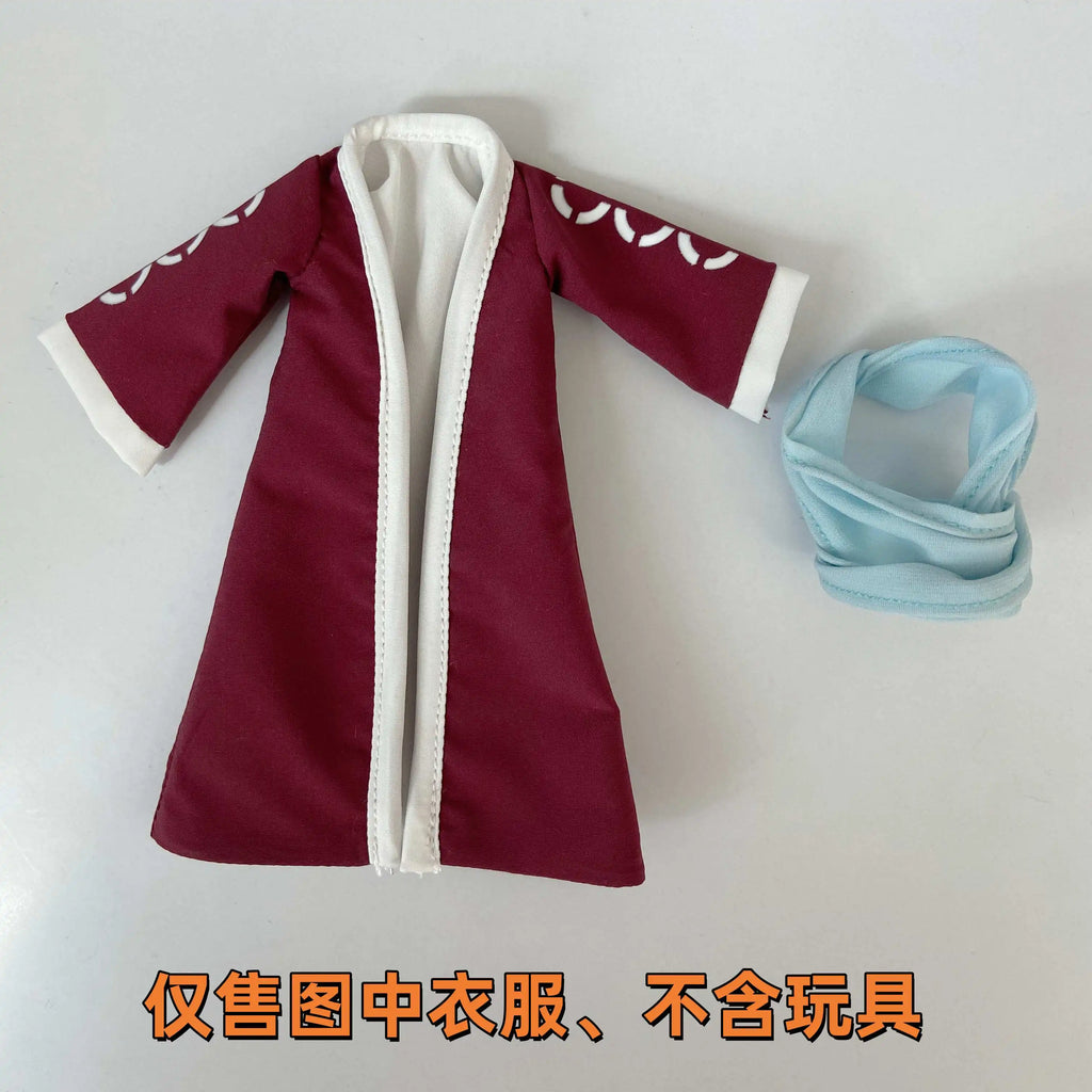 One Piece Shf Anime New Handmade Luffy Alabasta Coat Hat Desert Cloak Scarf Clothes Built In Iron Wire Is Suitable for 1/12 Toys