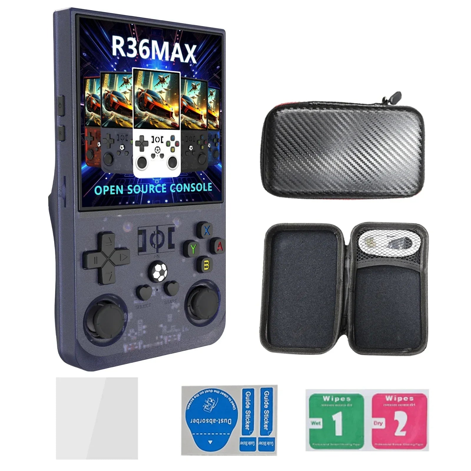 R36 Max Console Handheld Game Players 4inch IPS Screen Open Source Console Retro Pocket Video Player 64G/128G Up to 22000+ Games