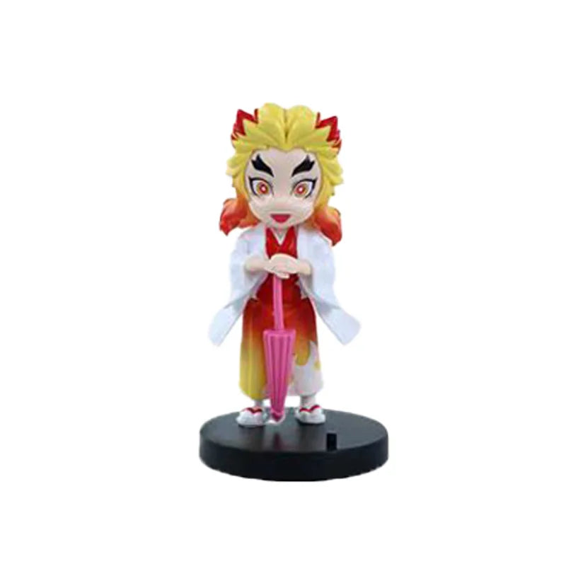 6pcs Q Version Demon Slayer Sitting Ghost Doll Tanjiro Nidouzi Inosuke Zenizu Toy Figural PVC Model Gift