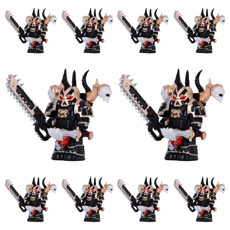 Warhammer 40k Chaos Space Marine Action Figure - Black Legion, Green Eye Lens, Spiked Armor, Combi-Bolter, Collectible Miniature