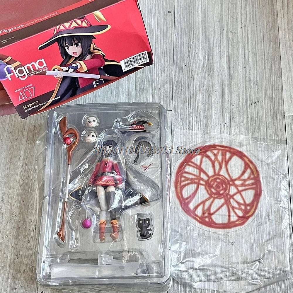 Anime Sekai Figma 407 Figure Konosuba Megumin Bless This Wonderful World 2 Model Handmade Toy Doll Birthday Gifts