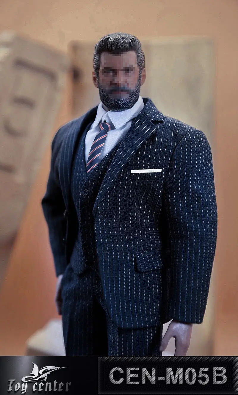 Toy Center CEN-M05 1/6 Scale Male Gentleman Striped Suit Clothes Model Fit AT027 TBL M34 M35 Strong Muscular Action Figure Body