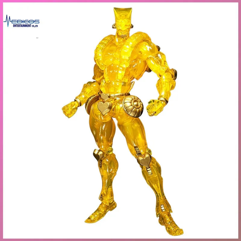 Medicos Super Action Statue The World Ver CLEAR GOLD 16.5cm JoJo Collectible Figure Gifts Toys Model Original Garage Kit Kawaii