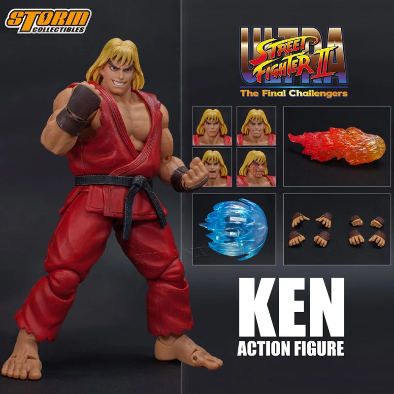 19cm Guile Anime Game Figure Street Fighter II: The Final Challengers Ken Masters/Ryu Action Figure Storm Collectibles Model Toy