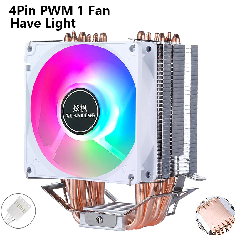 XUANFENG CPU Cooler Fan Computer x79 x99 Processor 2/4/6 Heat pipe 4pin/PWM Compatible LGA2011-3 2066 115x 1200 1700 AMD AM4 AM5
