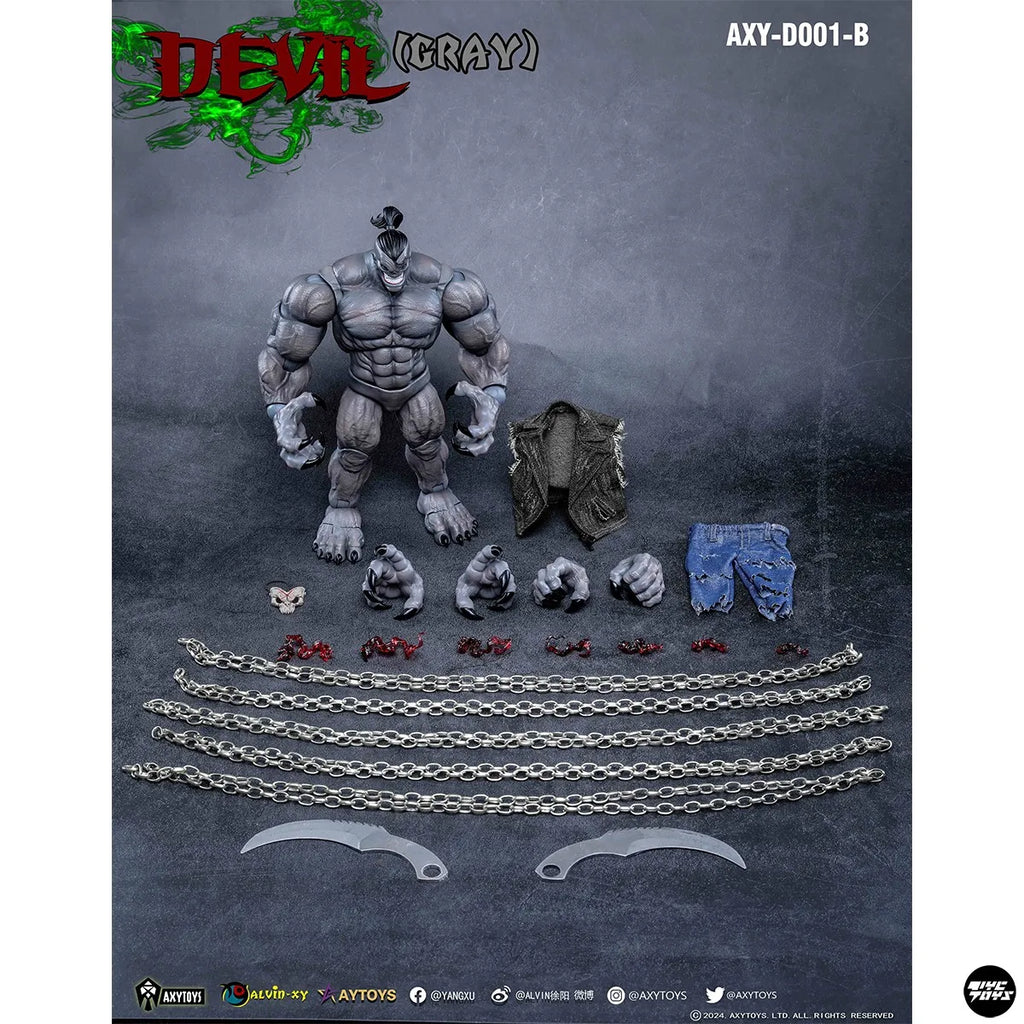 Axytoys Devil Deluxe Version Action Figure AXYD001B D002B Official Red And Grey Color With Accessories Muscle Model Toys Gift