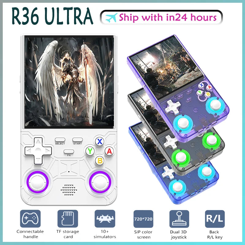 R36 ULTRA  4inch IPS Screen Handheld Game Players Open Source Console Retro Pocket Video Player 64G/128G Up to 20000+ Games