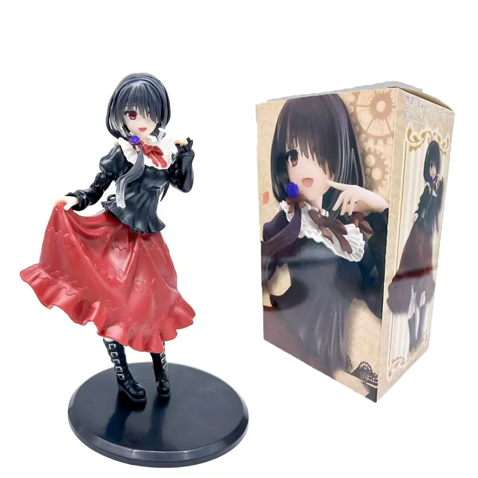 18 см DATE A LIVE Токисаки Куруми Аниме Фигурка Сладко Момиче Модел Играчка PVC Черна Рокля Обличане Модел Кола Интериорна Украшение