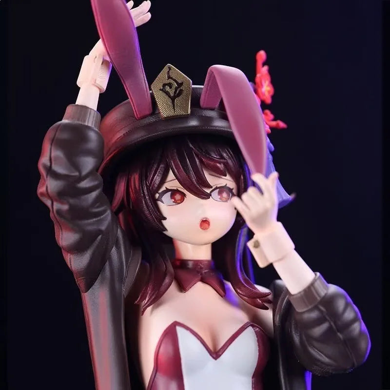 Hu Tao Bunny Girl Standing Figure Anime Game Periphery Boxed Pvc Collectible Model Desktop Ornament For Adult Collectors