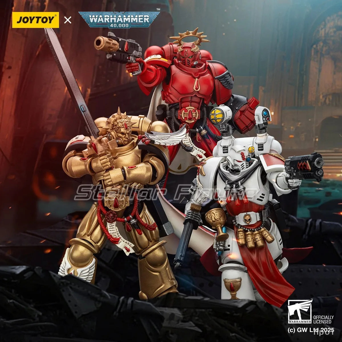 【SF】JOYTOY Warhammer 40K 1/18 Action Figure Blood Angels Captain with Heavy Bolt Pistol Power Sword Model Toys Gifts Collection