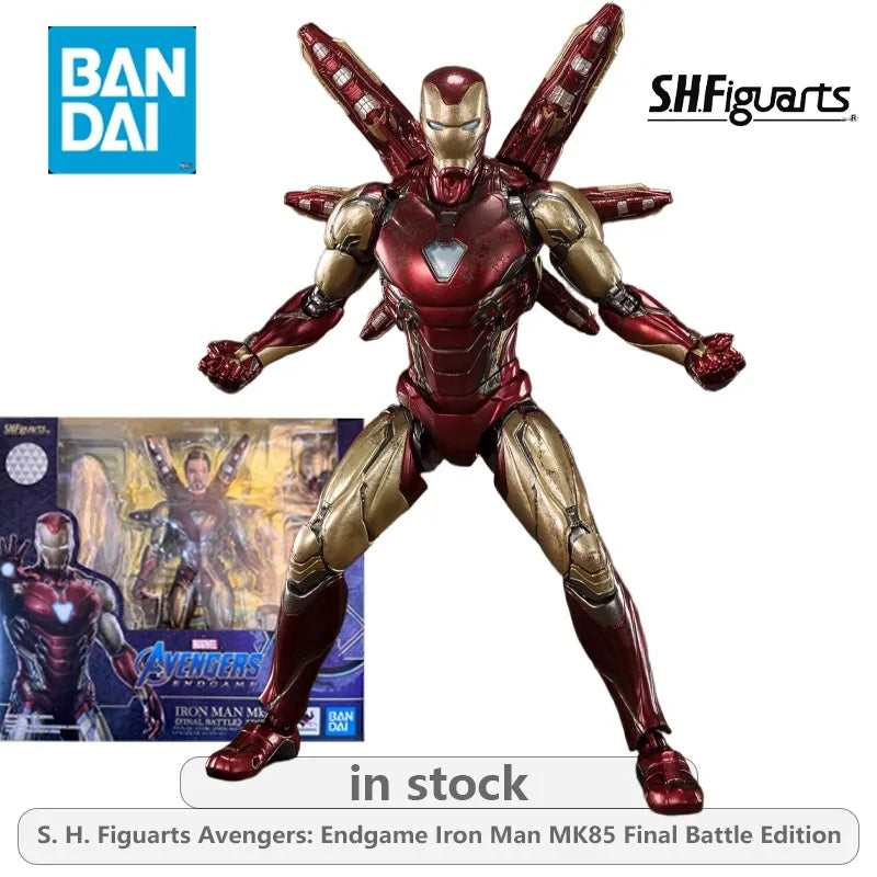 Authentic Bandai Original SHF Handsome Mobile Doll Iron Spider Man Armor 85 Anime Action Figure Model Toys Model Gifts for Boys