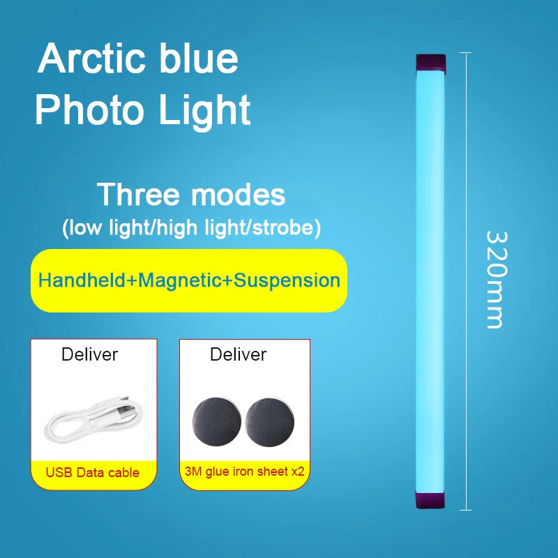 LED Video Light Wand Handheld Hanging Fill Light Photography Lamp Rechargeable Bedside Lamp Light Stick for Vlog Live Streaming