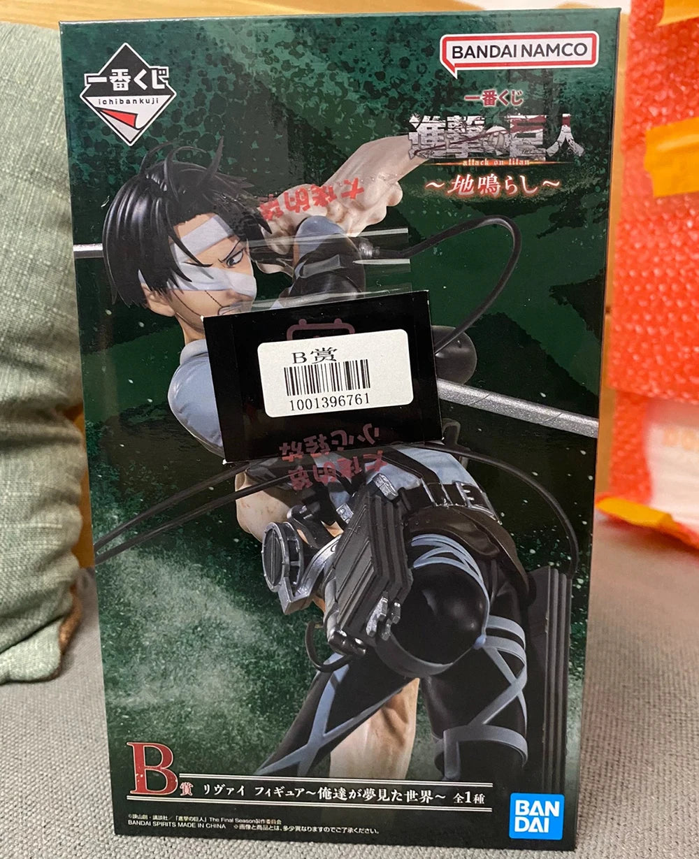 In Stock BANDAI Original Ichiban Kuji KUJI Attack On Titan Anime Figure Eren Jaeger Levi Ackerman PVC Cool Model Collection Toys