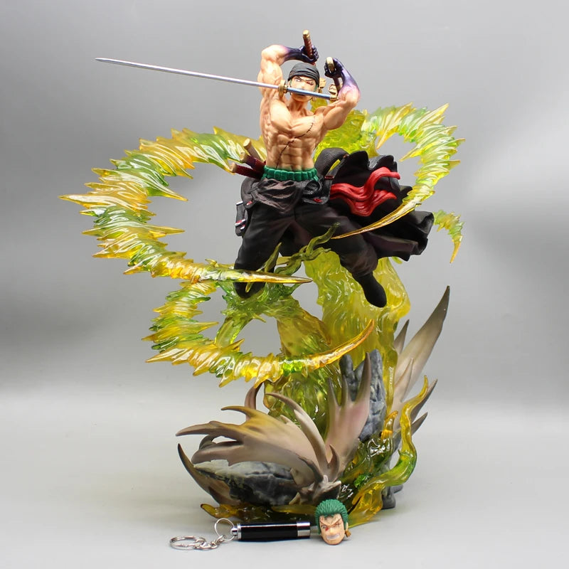 One Piece Figure Zoro 30cm Figures Roronoa Zoro Anime Figure With Light Standing Model Pvc Collect Ornament Birthday Gift Toys