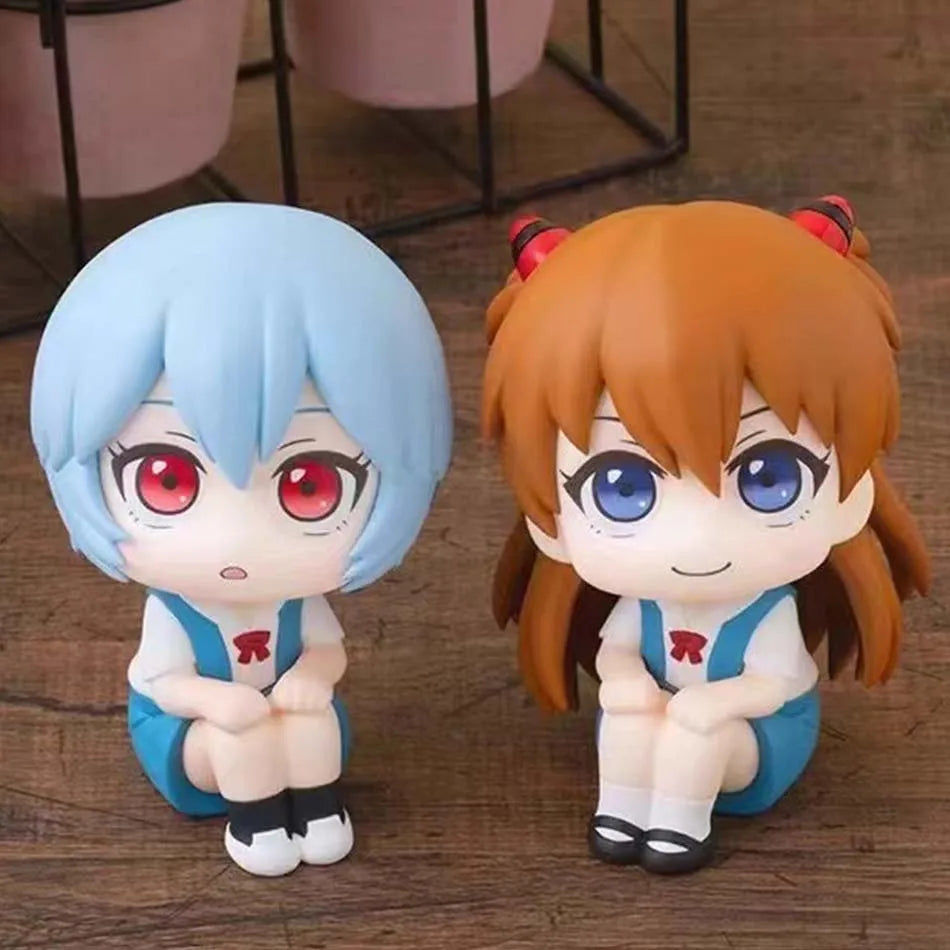 2 estilos, 11cm, Q Ver. Figura de cabeza grande de neón de Genesis Evangelion, modelo de Ayanami Rei Asuka, postura sentada, ado