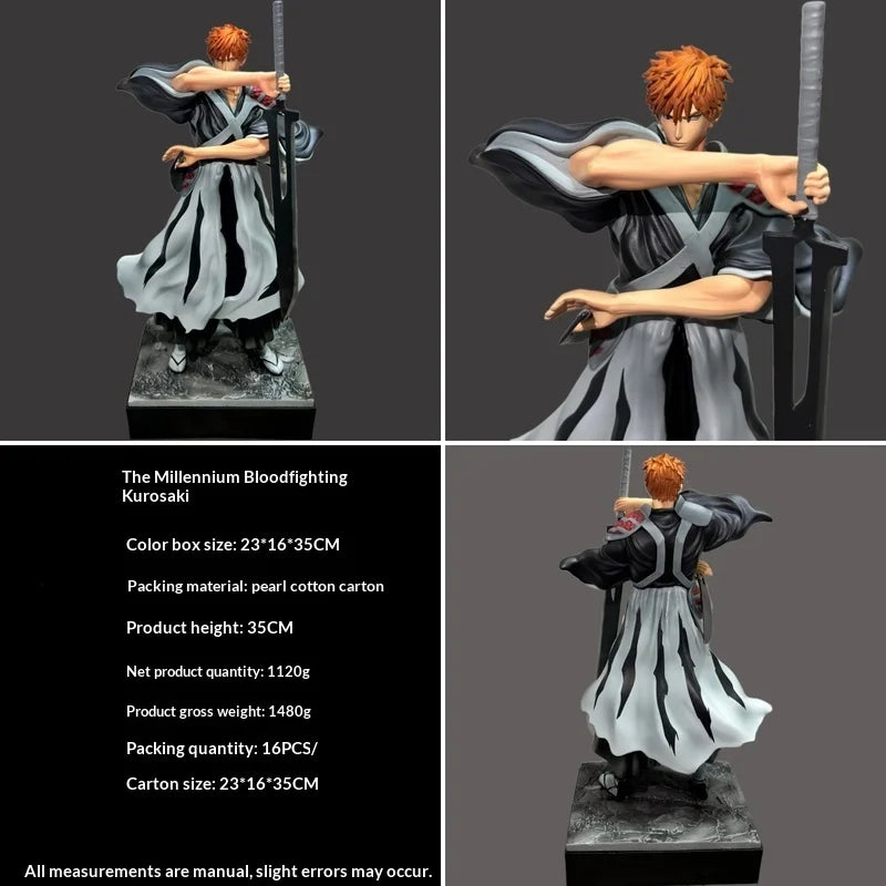 35cm Bleach Ichigo Kurosaki Dual Sword Blood War Gk Statue Anime Collectible Desktop Decoration Figure Gift For Anime Fans Toy