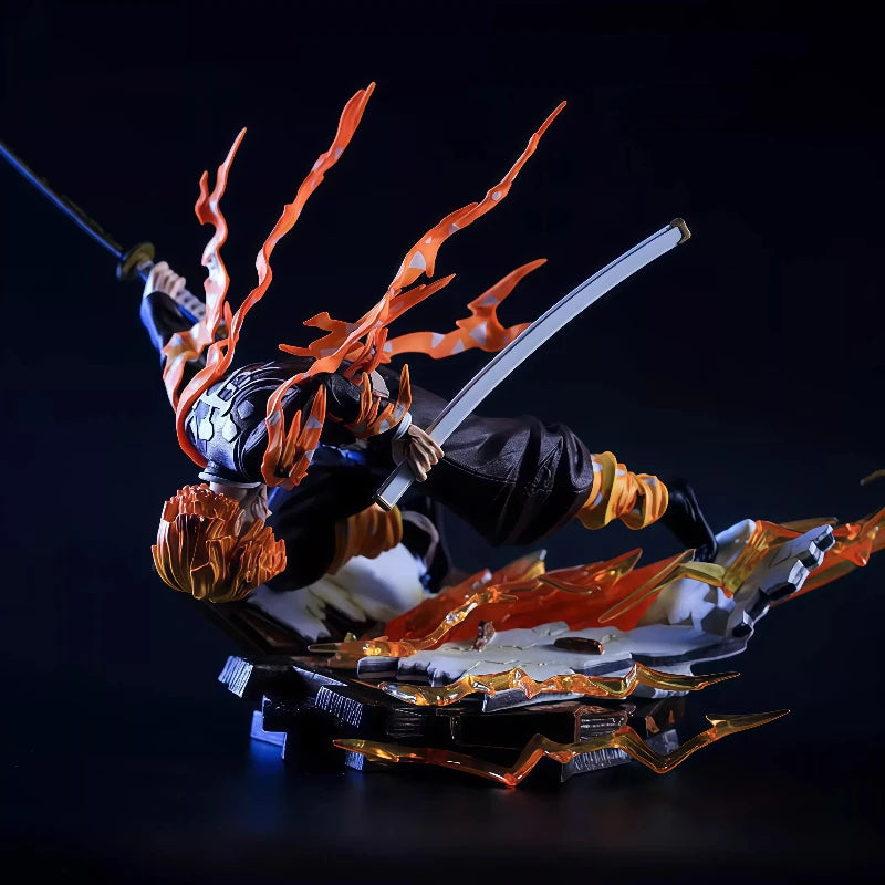 28cm Demon Slayer Agatsuma Zenitsu Thunder God Ver Anime Figure Collectible Figurine Desktop Decoration Gift For Anime Fans