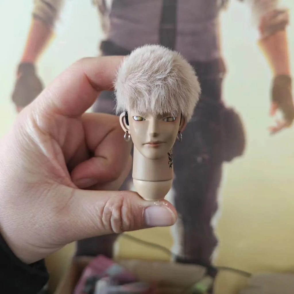 Customized 1/6 Scale Trendy Anime Male Solider Head Sculpt Boy Transplanted Hair Head Played Model for 12in Action Figure Toy