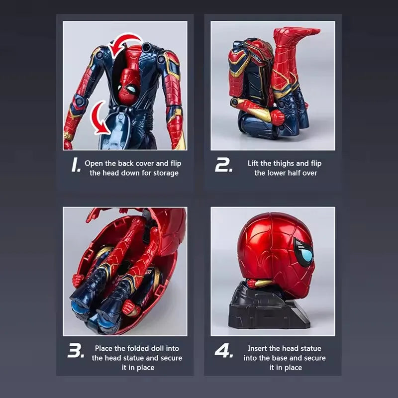 Marvel Iron Man Head Shaped Statue Deformable Toy Action Figure Spider-Man Joints Mobility Model Doll Kids educational Toys