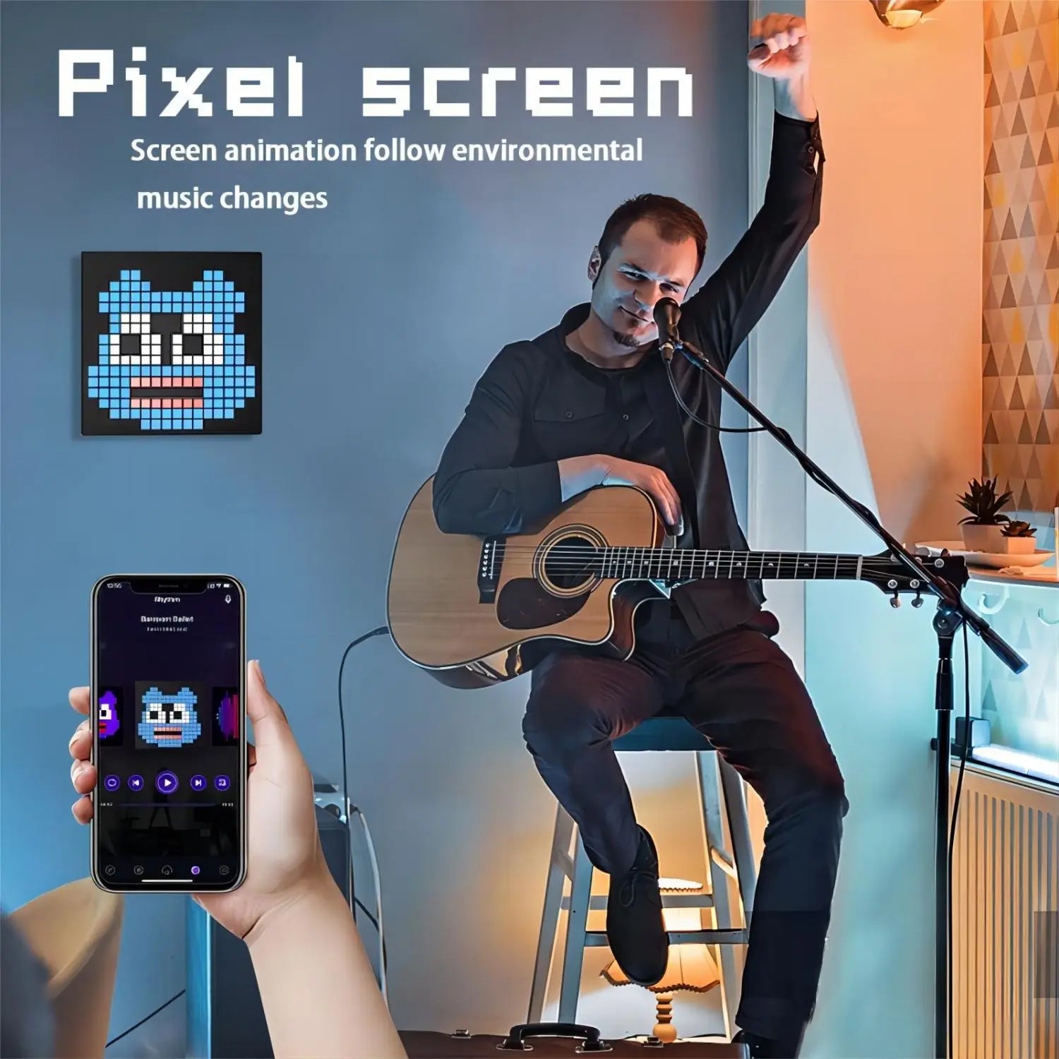 LED Pixel Matrix Bluetooth Smart Display 64x64 RGB Digitales Lampenpanel DIY Kunstdisplay Gaming Anime Room Decor Frame APP-Steuerung