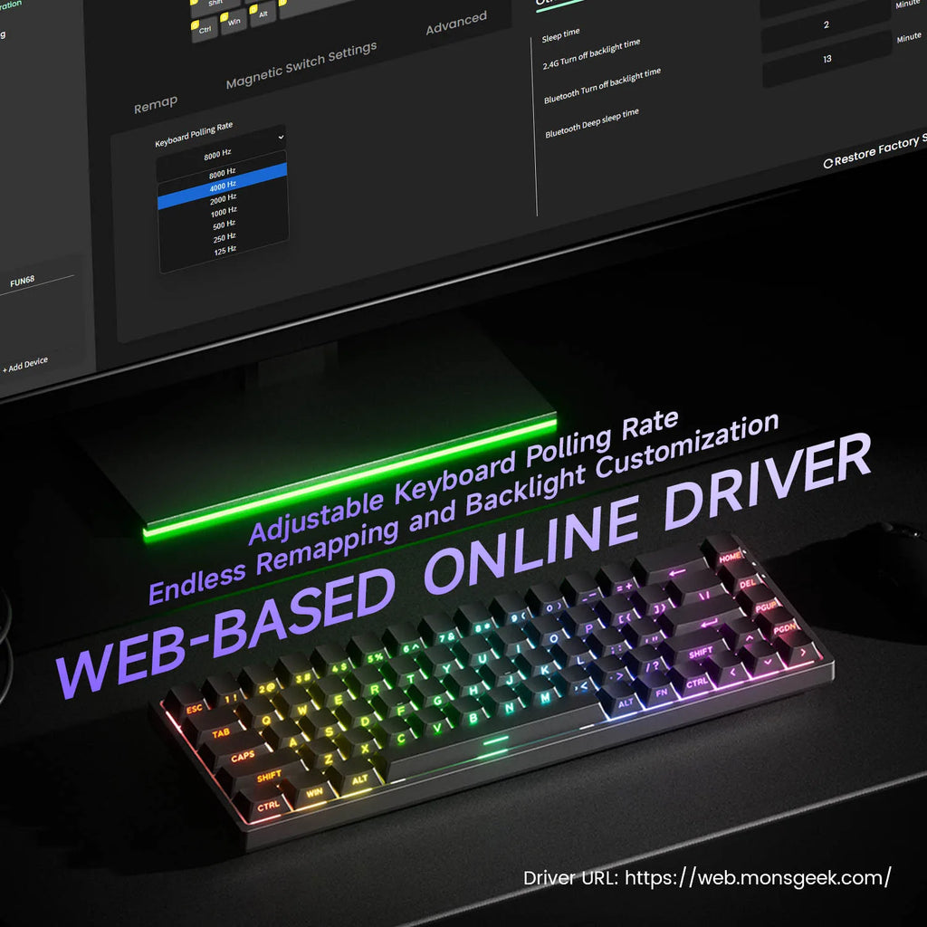 Akko MonsGeek FUN68 HE Magnetische Tastatur 65 % Rapid Trigger 0,005 mm 8000 Hz ARGB USB/Wireless Gaming Custom-Tastatur für Gamer