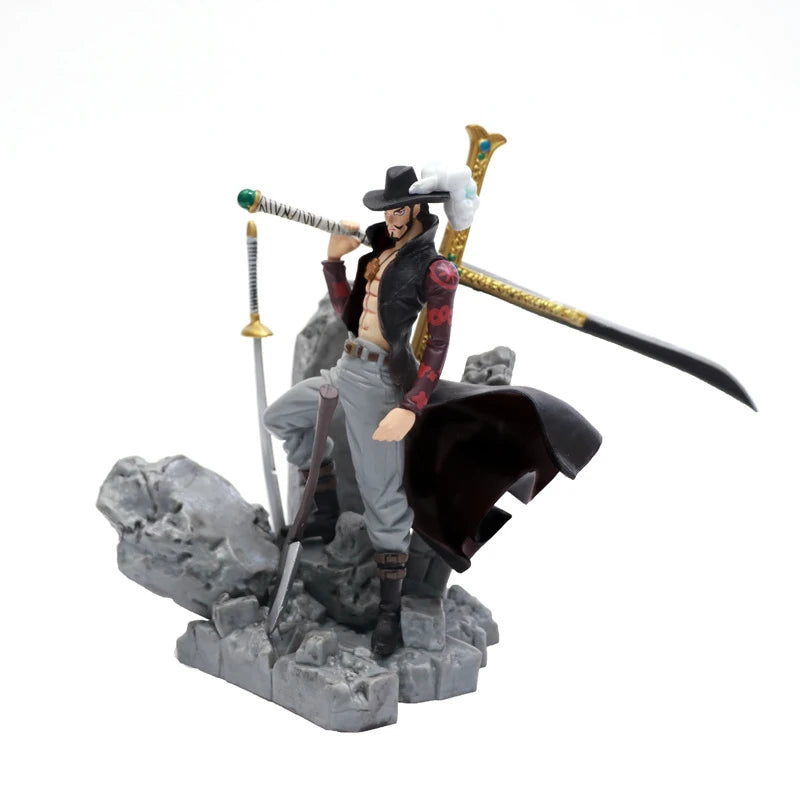 14CM ONE PIECE Anime Figures Dracule Mihawk Top Decisive Battle Action Figure PVC Model Toys Collection Ornaments Doll Fans Gift