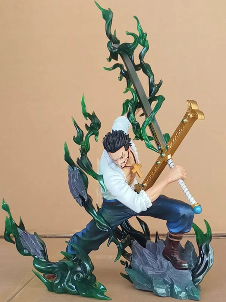 One Piece 30cm/11.81 Inches Tianhui Dracule Mihawk Anime Figure Pvc Statue Desktop & Room Ornament Collectible Model Toy Gift