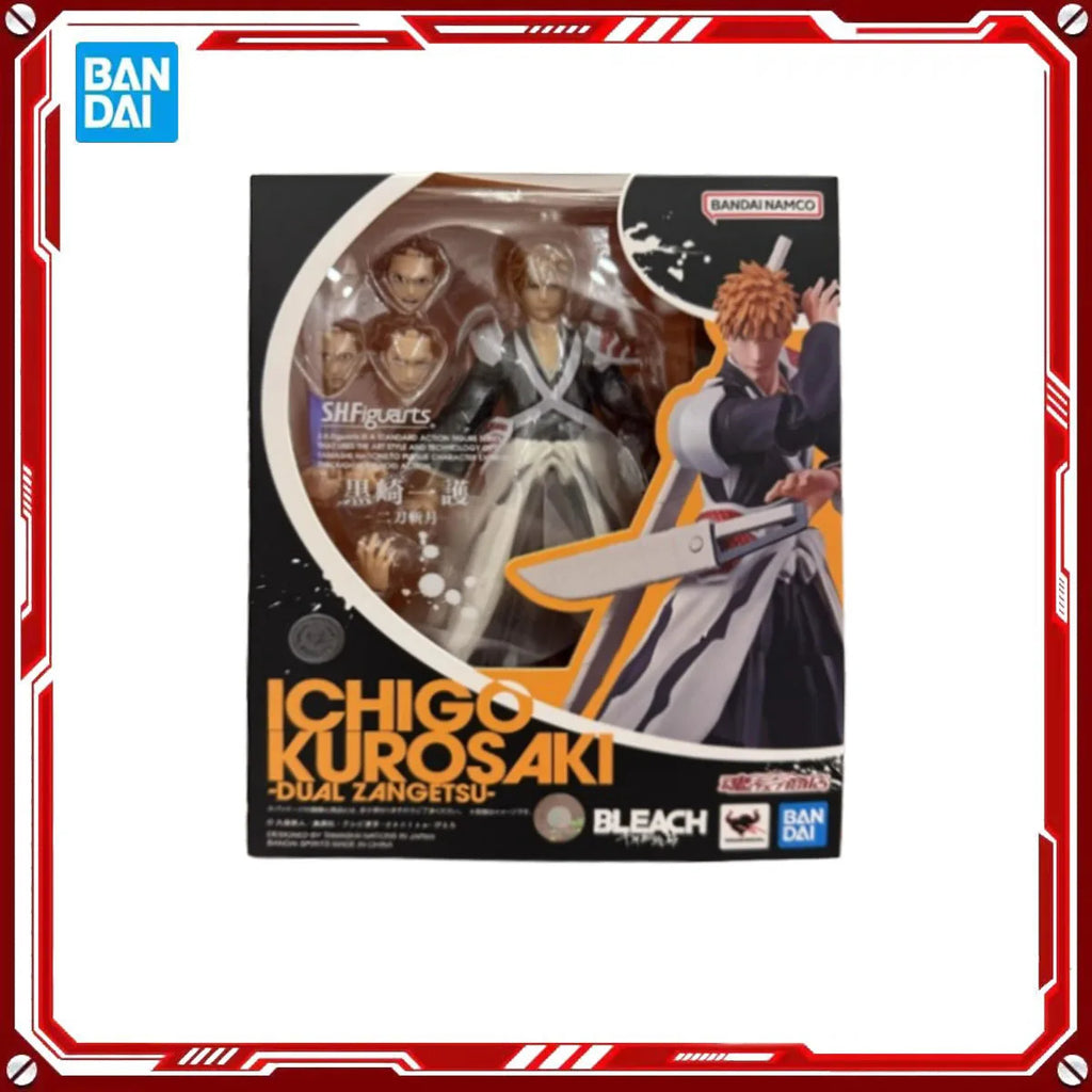 Bandai Genuine Bleach Anime Model Kits Ichigo Kurosaki -Dual Zangetsu Toys SHF Action Figure Assembly Model Gift Kids Christmas