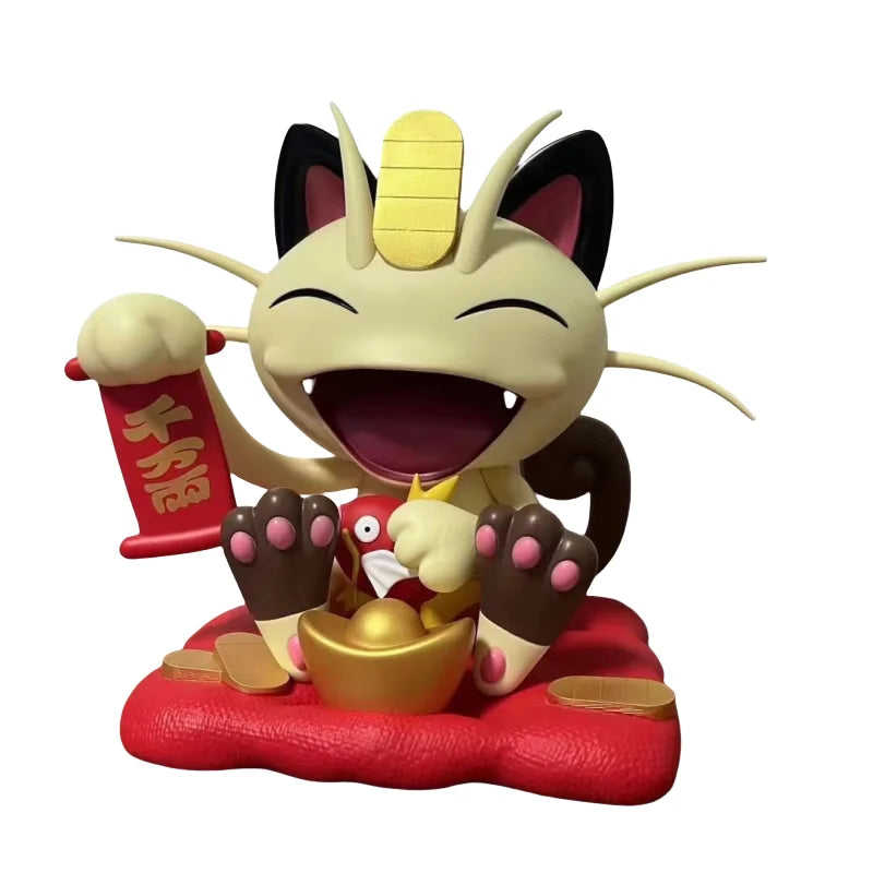Pokemon Recruit Wealth Meowth Pvc Model Action Doll Lucky Cat Cartoon Kawaii Model Desktop Ornaments Lucky Cat Decoration