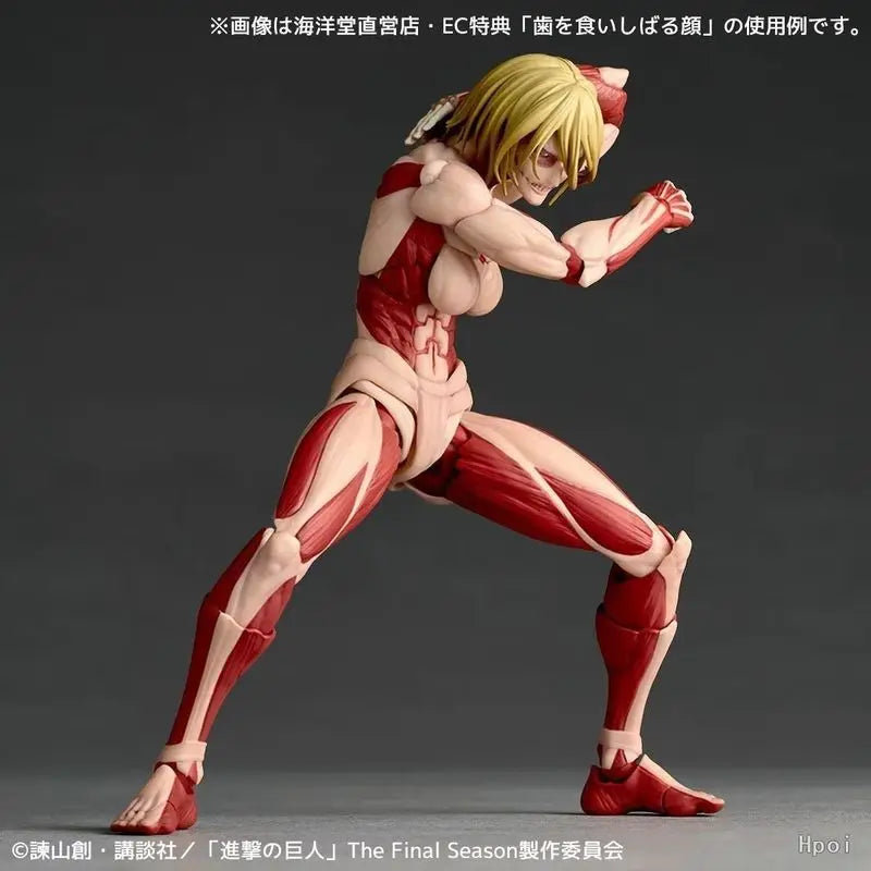 Hot Attack On Titan Amazing Yamaguchi Revoltech Nr068 Female Titan Annie Leonhart Figures Pvc Figurine Collection Model Toy Gift