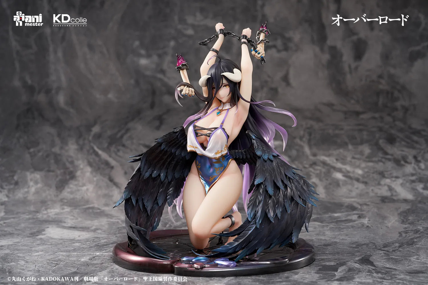Genuine Animester Kdcolle Overlord Albedo Winged Kneeling Pose 1/7 Scale 21cm Plastic Figure Desktop Ornaments Collectibles 18+