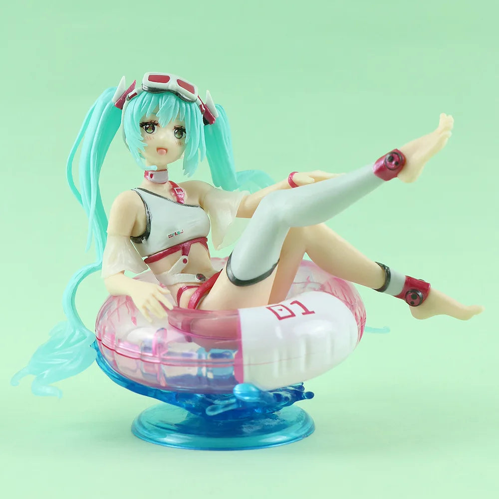 Neue Anime Hatsune Miku Actionfiguren Sommer Bikini Schwimmring süßes Mädchen PVC Actionfiguren Modell Sammeln Desktop Dekor Spielzeug