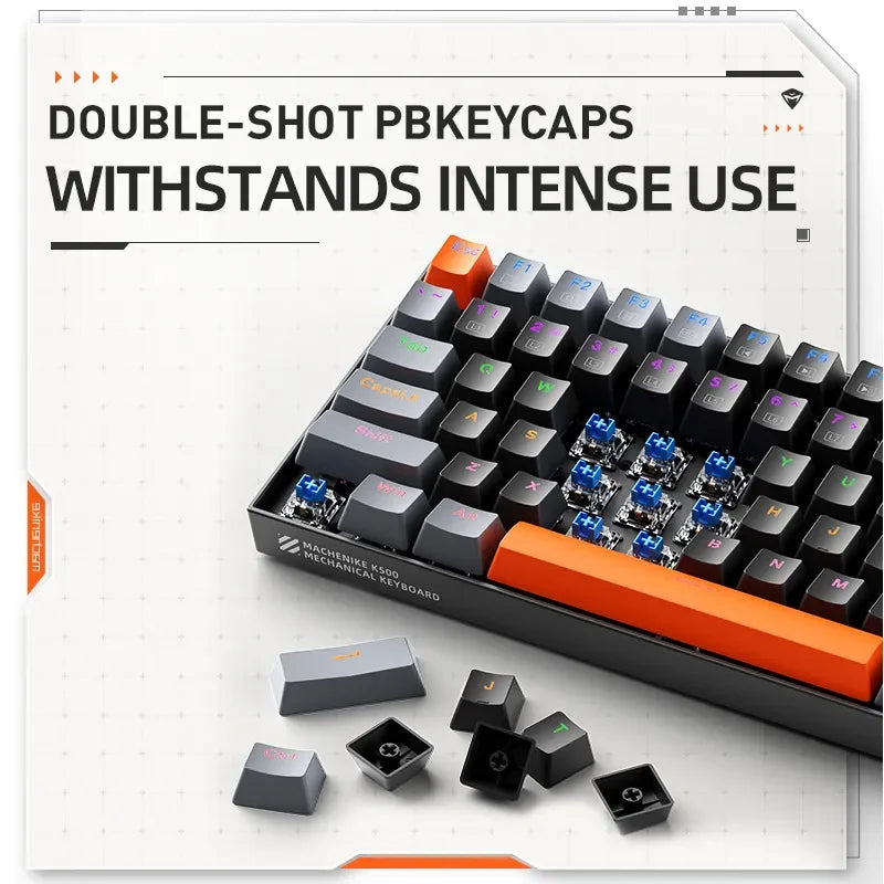 Machenike K500A-B84 Mechanische Tastatur 75 % TKL Hot-Swap-fähige kabelgebundene Gaming-Tastatur 6-farbige Hintergrundbeleuchtung 84 Tasten für PC-Gamer Laptop