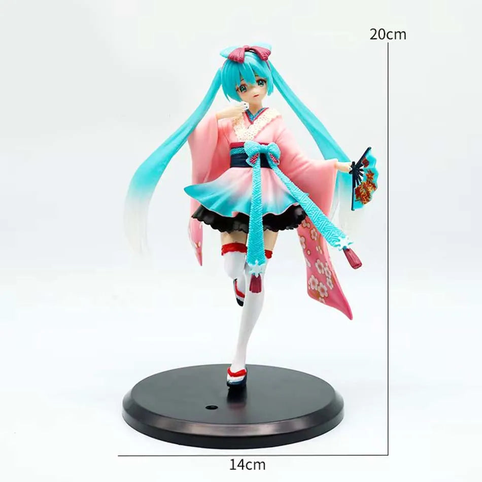 20cm Fashion Hatsune Miku Anime Figure Kimono Hatsune Miku Action Figures Kawaii Girl Figurine PVC Collection Model Toys