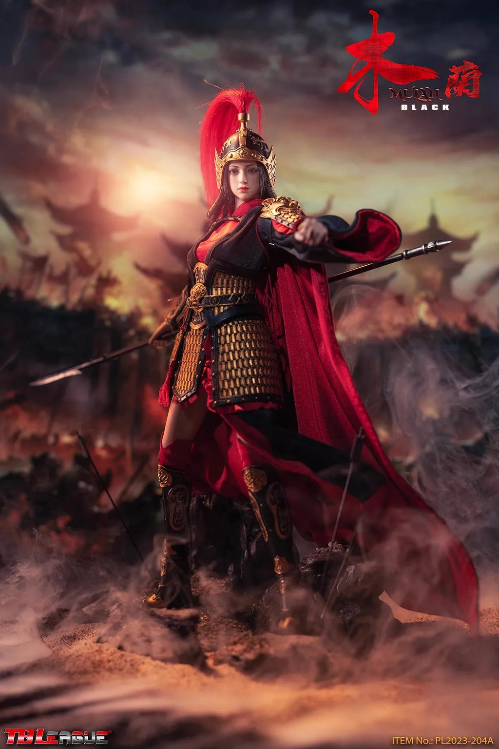 TBLeague PL2023-204 A 1/6 Soldier Female General MULAN Black 12'' Action Figure Model Toy In Stock