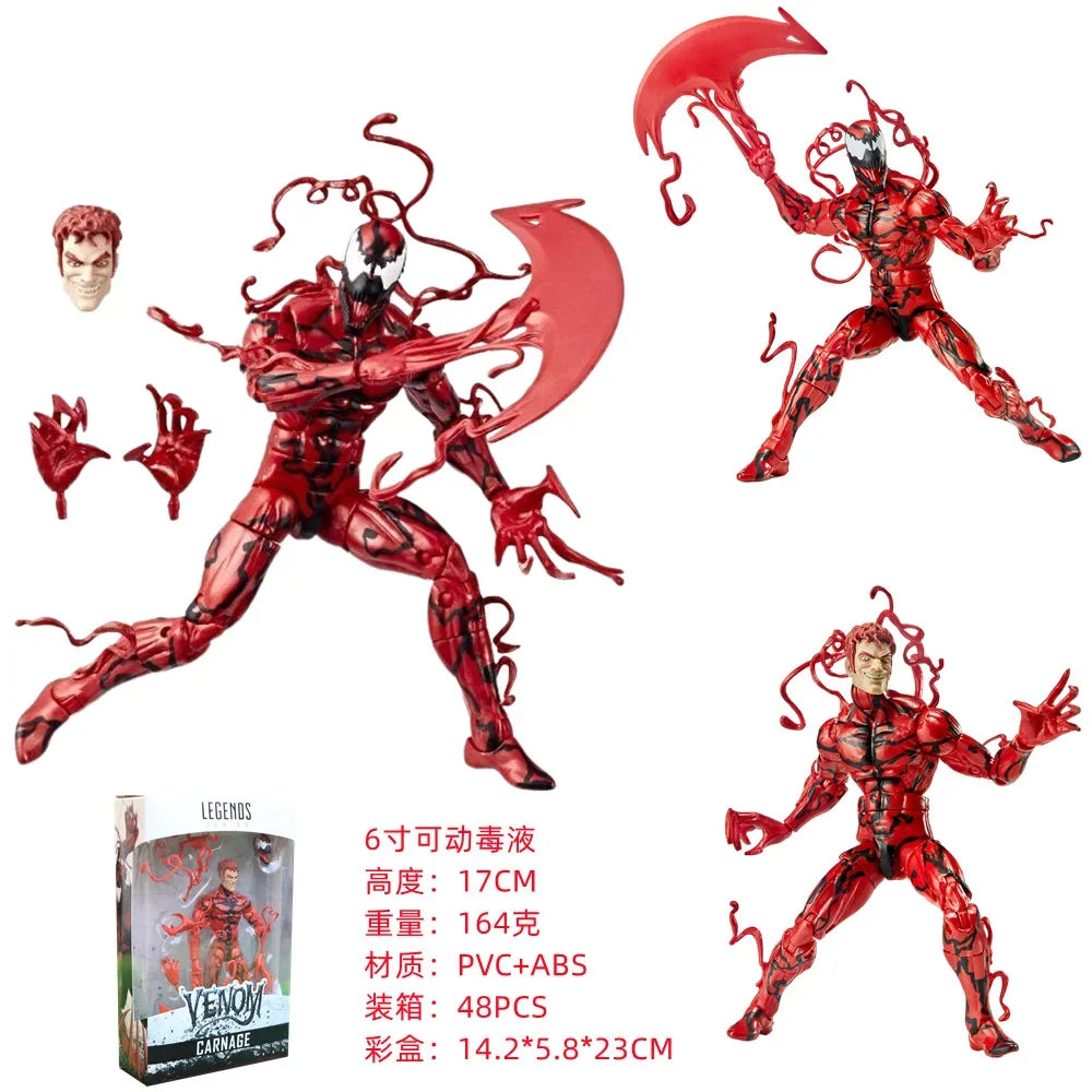 Anime Marvel The Avengers Spider-Man Action Figure Venom Carnage Massacre Action Model Red Movable Doll Child Halloween Gifts