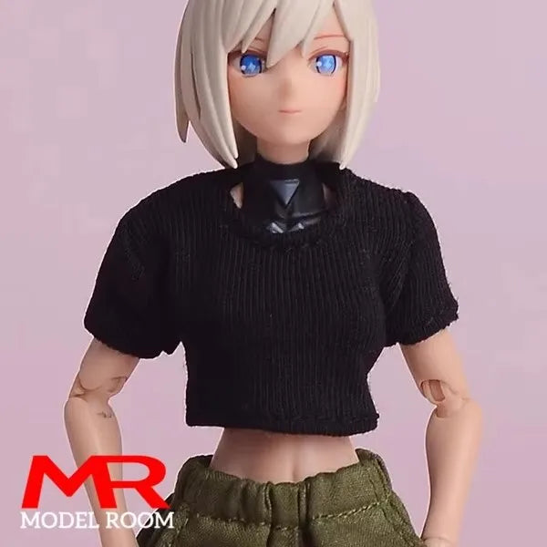 ATStory 1/12 Female Short T-shirt Zipper Jacket Clothes Model Fit 6'' SnailShell SHF ML Romankey Soldier Action Figure Body Doll