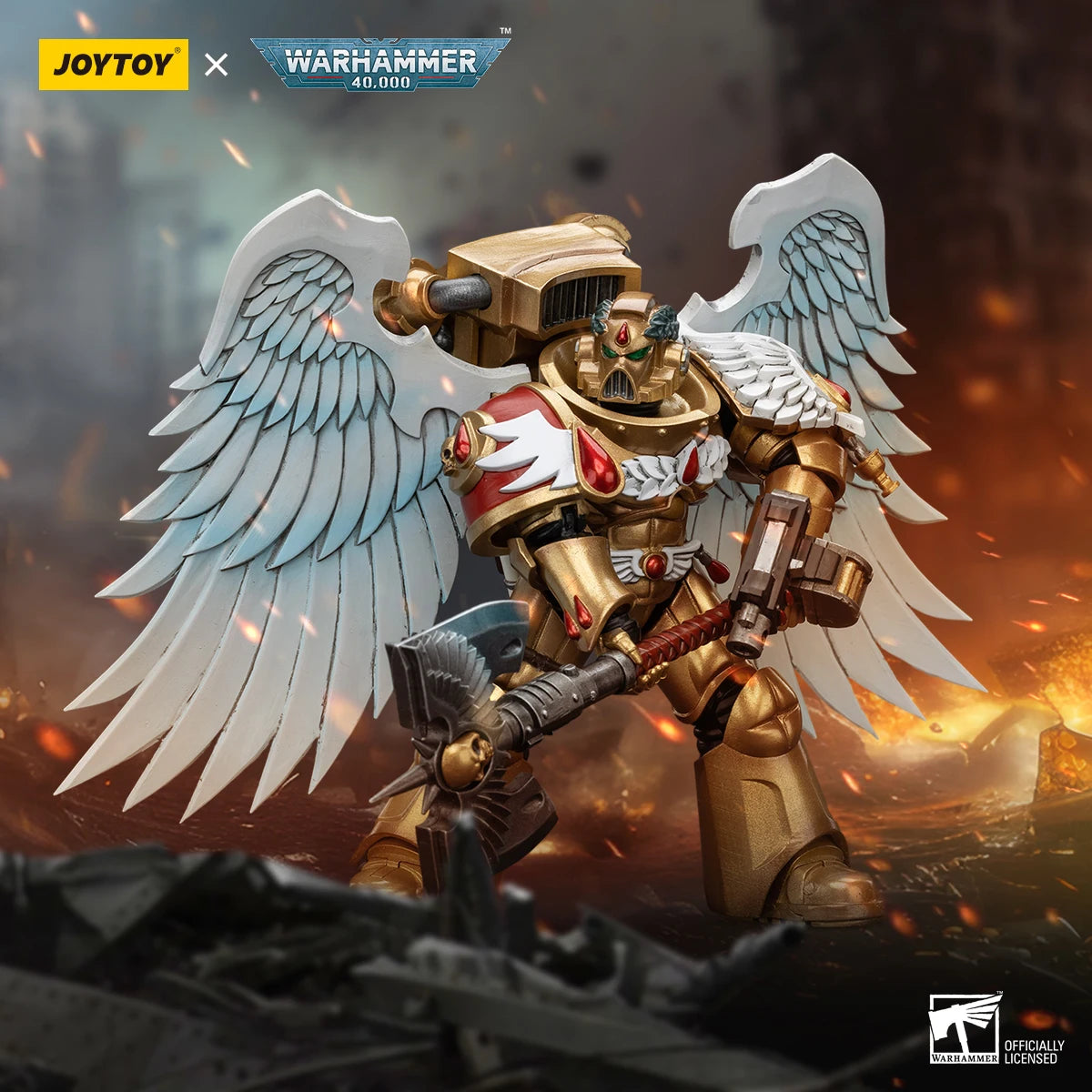JOYTOY Warhammer 40K 1/18 Action Figure Blood Angels Sanguinary Guard with Encarmine Axe Anime figures Toys Model