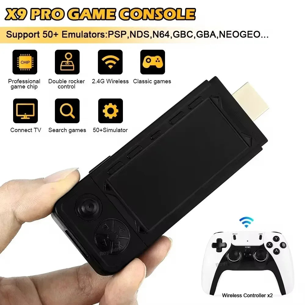 X9 PRO Game Stick 4K Retro Video Game Console Classic Gaming Console 64GB 30000 Games 2.4G Wireless Gamepad play station 4