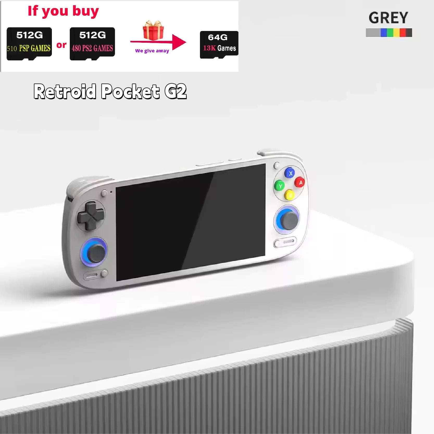 Retroid Pocket G2  Android Game Console 5.5Inch 1080P AMOLED Screen RP G2 Hall-Effect Joystick 5000mAh Handheld Consoles PSP PS2