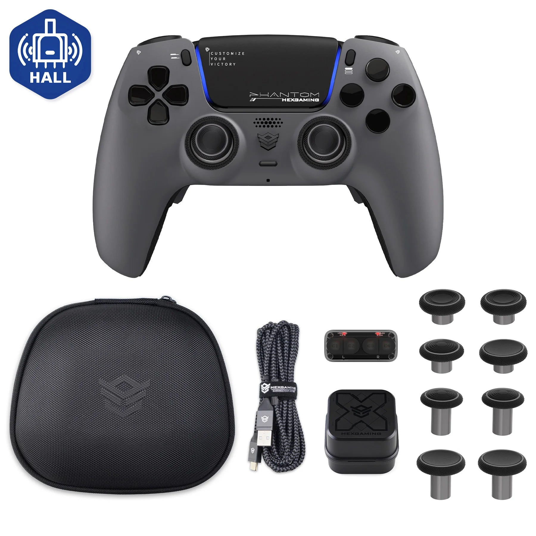 HEXGMING PHANTOM wireless controller Bluetooth Hall joystick game controller compatible with PS5 Elite   PC computer Steam