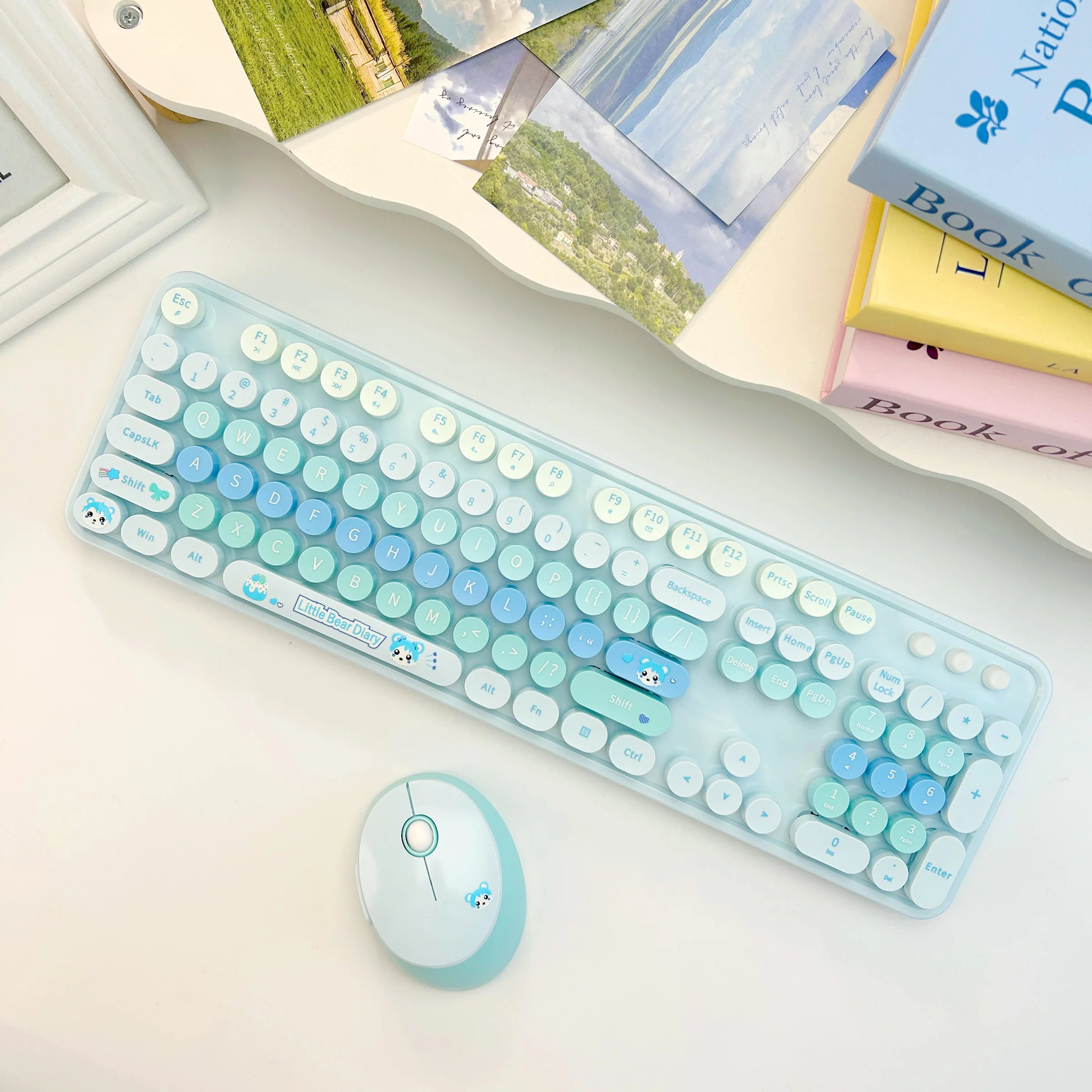 Colorful Sweet Wireless Keyboard And Mouse Set - Combo Pack for Sweet Home Decor And Personal Use