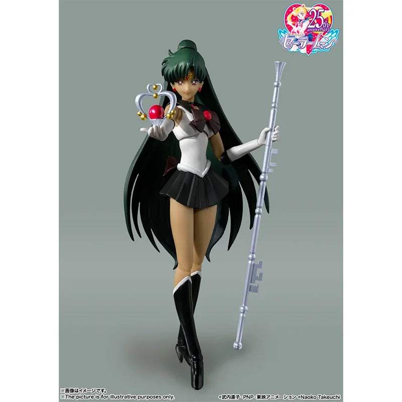 Bandai Sailor Moon Anime SHF Meiou Setsuna Action Figures Collectible Model Movable Exquisite Doll Ornaments Toys Gifts for Kids