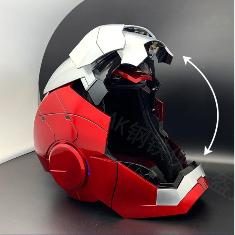 Iron Man Animationsfigur Helm Jarvis 1:1 Sammlungsstufe Mk5 Helm Intelligente Sprachsteuerung zum Öffnen und Schließen des Helms