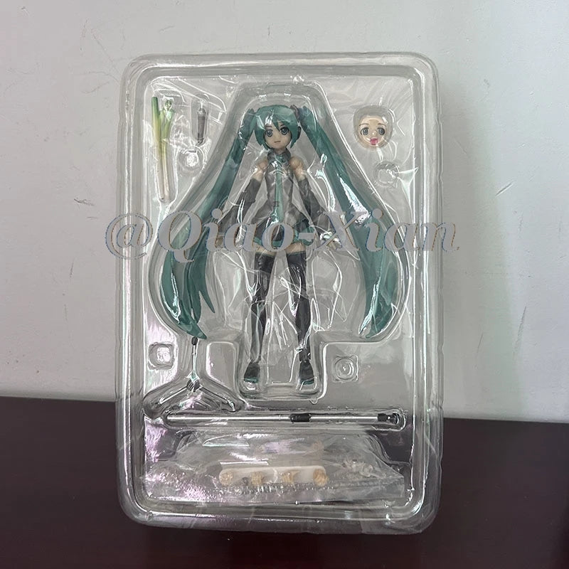 14cm Anime Hatsune Miku Figma 014 Joint Movable Face Change Boxed Doll PVC Action Figure Cute Model Toys Birthday Gift For Girls