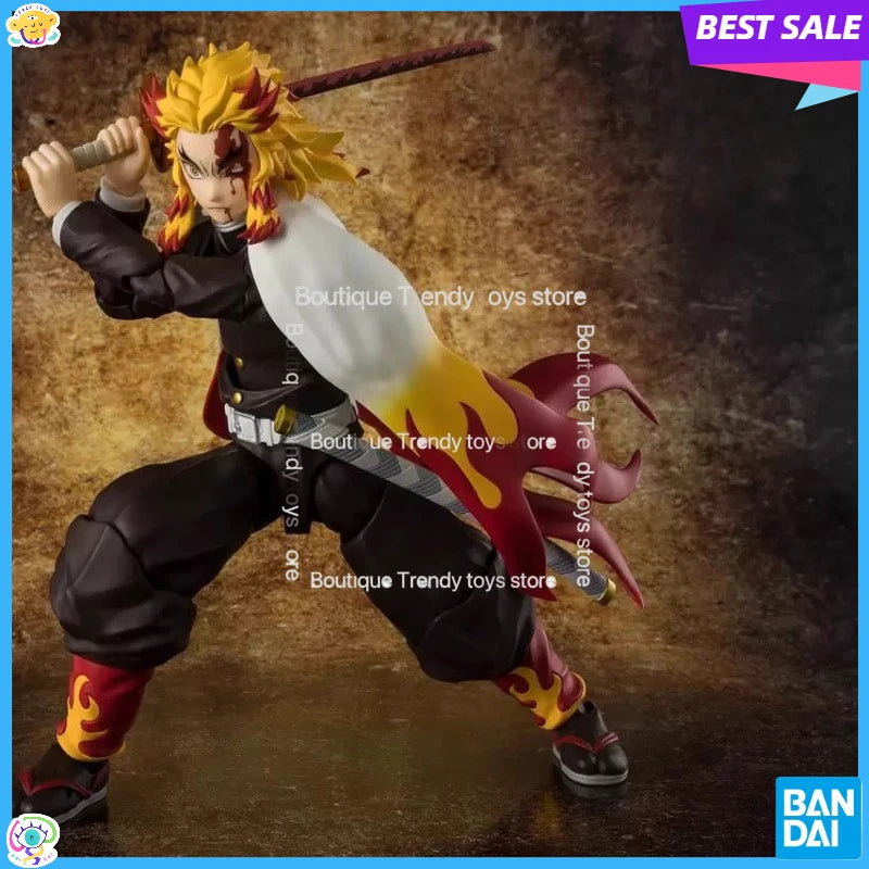In Stock Bandai SHF S.H.Figurats Demon Slayer Kyojuro Rengoku full action Anime Figure Finished Model Kit Toy Gift for Kid